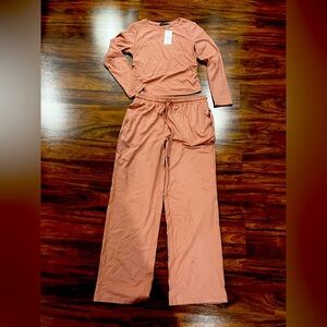 🆕Women’s Two-Piece Long Sleeve Top & Wide Leg Pant Set - Dusty Rose